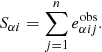 Mathematical equation: $$ \begin{aligned} S_{\alpha i} = \sum _{j=1}^n e^{\mathrm{obs}}_{\alpha ij} . \end{aligned} $$