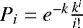 Mathematical equation: $P_i=e^{-k}\frac{k^i}{i!}$