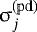 Mathematical equation: ${\upsigma}_j^{\textrm{(pd)}}$
