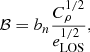 Mathematical equation: $$ \begin{aligned} \mathcal{B} =b_n \frac{C^{1/2}_{\rho }}{e^{1/2}_{\rm LOS}}, \end{aligned} $$
