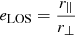 Mathematical equation: $ e_{\mathrm{LOS}}=\frac{r_{\parallel}}{r_{\bot}} $