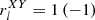 Mathematical equation: $ r^{XY}_{l} = 1\,(-1) $
