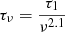 Mathematical equation: $ \tau_{\nu}=\frac{\tau_1}{\nu^{2.1}} $
