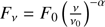 Mathematical equation: $ F_\nu = F_0 \left ( \frac{\nu}{\nu_0} \right ) ^{-\alpha} $
