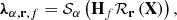 Mathematical equation: $$ \begin{aligned} {\boldsymbol{\lambda }}_{\alpha ,\mathbf{r },f} = {\mathcal{S} }_\alpha \left( \mathbf{H }_f {\mathcal{R} }_\mathbf{r }\left( \mathbf{X } \right) \right), \end{aligned} $$