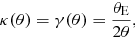 Mathematical equation: $$ \begin{aligned} \kappa (\theta ) = \gamma (\theta ) = \dfrac{\theta _{\rm E}}{2 \theta } ,\end{aligned} $$