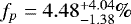 Mathematical equation: $f_p=4.48_{-1.38}^{+4.04}\%$