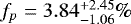 Mathematical equation: $f_p=3.84_{-1.06}^{+2.45}\%$