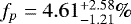 Mathematical equation: $f_p=4.61_{-1.21}^{+2.58}\%$