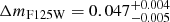 Mathematical equation: $ \Delta m_{\mathrm{F125W}} = 0.047^{+0.004}_{-0.005} $