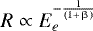 Mathematical equation: $R \propto E_e^{-\frac{1}{(1+\upbeta)}}$