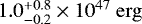 Mathematical equation: $1.0^{+0.8}_{-0.2} \times 10^{47}\ \mathrm{erg}$