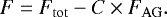 Mathematical equation: \begin{equation*}F = F_{\mathrm{tot}} - C \times F_{\mathrm{AG}}. \end{equation*}