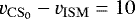 Mathematical equation: $v_{\mathrm{CS_0}} - v_{\mathrm{ISM}} = 10$