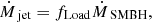 Mathematical equation: $$ \begin{aligned} \dot{M}_\text{ jet} = f_{\rm Load} \dot{M}_\text{ SMBH}, \end{aligned} $$