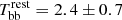 $ T_{\mathrm{bb}}^{\mathrm{rest}}=2.4\pm0.7 $