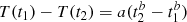 $ T({t_1}) - T({t_2}) = a(t_2^b - t_1^b) $