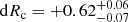 $ \mathrm{d}R_{\mathrm{c}}=+0.62^{+0.06}_{-0.07} $