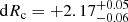 $ \mathrm{d}R_{\mathrm{c}}=+2.17^{+0.05}_{-0.06} $