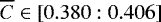 $\overline{C}\in[0.380:0.406]$