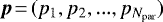 $\vec{p}\,{=}\,(p_{1}, p_{2}, ..., p_{N_{\textrm{par}}})$