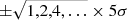$ {\pm}\sqrt{1,2,4,\ldots}\times 5{\sigma} $