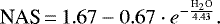 \begin{equation*} \textrm{NAS}\,{=}\,1.67-0.67\cdot e^{-\frac{\textrm{H}_2\textrm{O}}{4.43}}. \end{equation*}