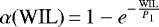 $\alpha(\textrm{WIL})\,{=}\,1 - e^{-\frac{\textrm{WIL}}{P_1}} $