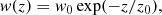 $$ \begin{aligned} w(z) = w_0\, {\rm{exp}} (-z/z_0), \end{aligned} $$