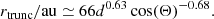 $$ \begin{aligned} r_{\rm trunc}/\mathrm{au} \simeq 66 d^{0.63} \cos (\Theta )^{-0.68}. \end{aligned} $$