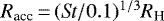 $R_{\textrm{acc}}\,{=}\,(\textit{St}/0.1)^{1/3} R_{\textrm{H}}$