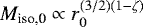 $M_{\textrm{iso,0}} \propto r_0^{(3/2)(1-\zeta)}$