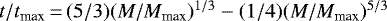 $t/t_{\textrm{max}}\,{=}\,(5/3) (M/M_{\textrm{max}})^{1/3}-(1/4) (M/M_{\textrm{max}})^{5/3}$