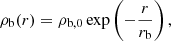 Mathematical equation: $$ \begin{aligned} \rho _\mathrm{b} (r) = \rho _{\mathrm{b} ,0} \exp \left( - \frac{r}{r_\mathrm{b} } \right) , \end{aligned} $$