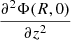 Mathematical equation: $ \frac{\partial^2 \Phi(R,0)}{\partial z^2} $