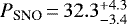 Mathematical equation: $P_{\textrm{SNO}}\,{=}\,32.3^{+4.3}_{-3.4}\,$