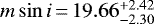 Mathematical equation: $m\sin i\,{=}\,19.66^{+2.42}_{-2.30}$