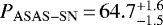 Mathematical equation: $P_{\mathrm{ASAS-SN}}\,{=}\,64.7^{+1.6}_{-1.5}\,$