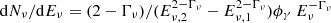 $ {\rm{d}}{N_\nu }/{\rm{d}}{E_\nu } = (2 - {\Gamma _\nu })/(E_{\nu ,2}^{2 - {\Gamma _\nu }} - E_{\nu ,1}^{2 - {\Gamma _\nu }}){\phi _\gamma }\:E_\nu ^{ - {\Gamma _\nu }} $