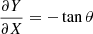 $ \frac{\partial Y}{\partial X}= -\tan \theta $