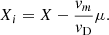 Mathematical equation: $$ \begin{aligned} X_i = X - \frac{v_m}{v_{\rm D}} \mu . \end{aligned} $$