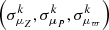 Mathematical equation: $ \left(\sigma_{\mu_{Z}}^{k},\sigma_{\mu_{P}}^{k},\sigma_{\mu_{\varpi}}^{k}\right) $