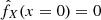 Mathematical equation: $ \hat{f}_X(x=0)=0 $