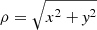 Mathematical equation: $ \rho = \sqrt{x^2 + \mathit{y}^2} $