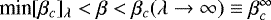Mathematical equation: $\text{min}[\beta_{c}]_{\lambda} < \beta < \beta_{c}(\lambda\to\infty)\equiv \beta_{c}^{\infty}$