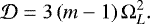 Mathematical equation: \begin{equation*}\mathcal{D}=3\left(m-1\right)\Omega_{L}^2. \end{equation*}