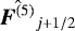 Mathematical equation: $\hat{\hbox{\bfseries\itshape{F}}^{(5)}}_{j + 1/2}$