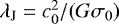 Mathematical equation: $\lambda_{\textrm{J}}=c_{0}^2/(G \sigma_{0})$