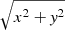 Mathematical equation: $ \sqrt{x^{2}+\mathit{y}^{2}} $