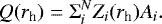 Mathematical equation: \begin{equation*} Q(r_{\textrm{h}}) = \Sigma^{N}_{i} Z_{i}(r_{\textrm{h}})A_{i}.\end{equation*}